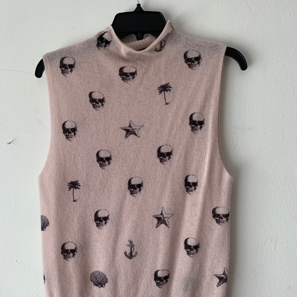 Skull Cashmere Pink cashmere sleeveless sweater